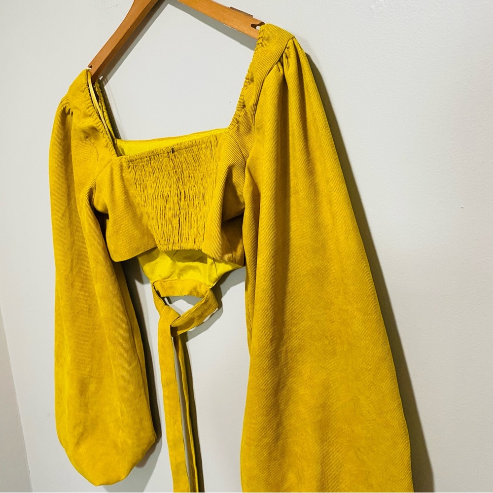 Style & Co Women's Yellow Balloon‎ Sleeve Crop Top Size L - Picture 10 of 15